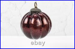 Antique 4 Crackled Red Glass Pumpkin Kugel Vintage Christmas Decor Ornament