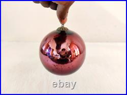 Antique Amethyst Glass 4.25 German Kugel Christmas Ornament Party Props KU60
