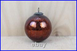 Antique Brown Crackle Glass Kugel Ball Vintage Christmas Tree Decor Ornament