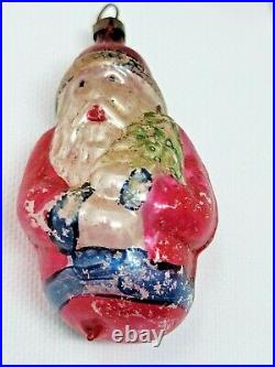 Antique Fragile Thin Glass Christmas Ornaments Santa Claus x 2 Clown / Jester