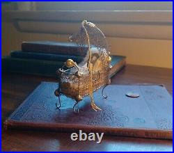 Antique German Wire Wrapped Bisque Baby Jesus Cotton Cradle Christmas Ornament