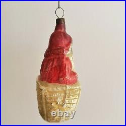 Antique Glass Victorian Christmas Ornament Santa Claus In Chimney 1890s Rare