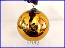 Antique Golden Glass 7.5 German Kugel Christmas Ornament Rare Party Props KU54