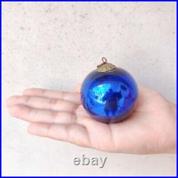 Antique Kugel 2.25 Cobalt Blue Round Christmas Ornament Germany