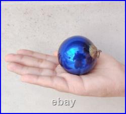 Antique Kugel 2.25 Cobalt Blue Round Christmas Ornament Germany
