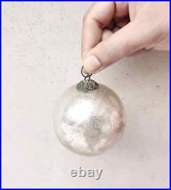 Antique Kugel 3 Silver Round Christmas Ornament Germany Original Old
