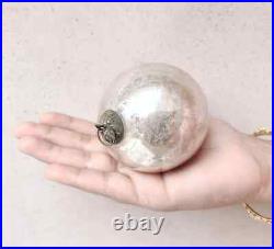 Antique Kugel 3 Silver Round Christmas Ornament Germany Original Old