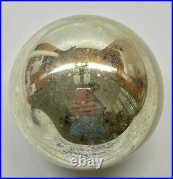 Antique Kugel 3 Silver Round Mercury Glass Christmas Ornament Germany Original