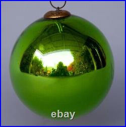 Antique Kugel 4 Green Round Christmas Ornament Germany Original Old Collectible