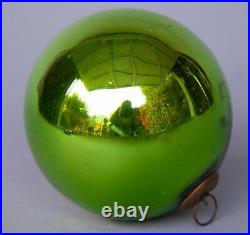 Antique Kugel 4 Green Round Christmas Ornament Germany Original Old Collectible