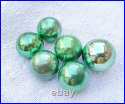 Antique Kugel Green Round Old Christmas Ornament Germany Lot Of 6 Beehive Caps