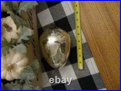 Antique Kugel Silver MERCURY Glass Christmas Egg Shaped Ornament 6 HUGE