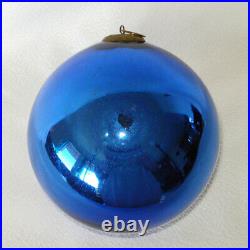 Antique Large Cobalt Blue German Glass Kugel Christmas Ornament