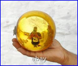 Antique Rare German Kugel 5.1 Golden Round Christmas Ornament Original Old 616