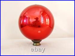 Antique Red Glass 10.5 German Kugel Christmas Ornament Rare Jumbo Props KU57