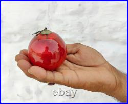 Antique Red Glass 2.6 German Kugel Heavy Christmas Ornament Decoration Old 369