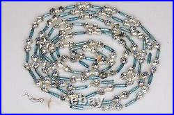 Antique VTG Silvered Glass Double Indent Beads Garland Christmas Ornament Japan