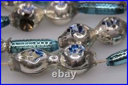 Antique VTG Silvered Glass Double Indent Beads Garland Christmas Ornament Japan