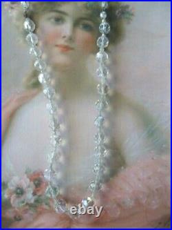Antique Victorian Vintage Necklace with Glass Crystal Facet Cut Beads Jewelry