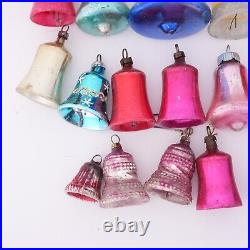 Antique Vintage Blown Glass Christmas Ornaments Multi Color Bells Lot Glass Bead