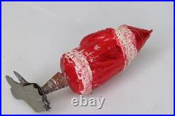 Antique Vintage Blown Glass Clip On Red SANTA Mica Christmas Ornament Germany