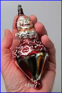 Antique Vintage Blown Glass Fluted JOEY CLOWN Jumbo Christmas Ornament Germany
