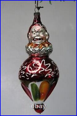 Antique Vintage Blown Glass Fluted JOEY CLOWN Jumbo Christmas Ornament Germany