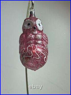 Antique Vintage Blown Glass OWL BIRD Figurine Christmas Ornament Germany