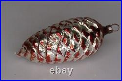 Antique Vintage Blown Glass PINE CONE SANTA FACE Mica Christmas Ornament Germany