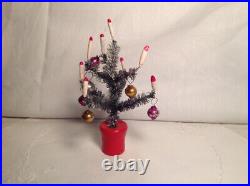 Antique Vintage Bottle Brush Christmas 4 Tree Glass Ornaments Candles Japan #1