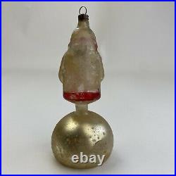 Antique Vintage Glass Christmas Tree Ornament Santa Claus Unsilvered On 1/2 Moon