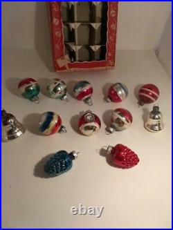 Antique/Vintage Mercury Glass Christmas Ornaments Shiny Brite Stripes withbox