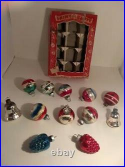 Antique/Vintage Mercury Glass Christmas Ornaments Shiny Brite Stripes withbox