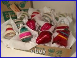 Antique/Vintage Shiny Brite UNSILVERED Mercury Glass Christmas Ornaments withbox&h