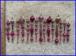 Antique Vtg Silver & Pink Mercury Glass Icicle Feather Tree Ornament Garland