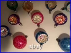 Atq/Vtg Mercury Glass Christmas Ornaments Poland, Shiny Brite Style 10 Indent
