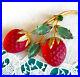 Austria-Frosted-Glass-STRAWBERRY-Pin-Brooch-Rhinestone-Double-Fruit-Vintage-NICE-01-sr