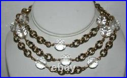 Authentic Vintage Chanel Clear Crystal Ball Heavy Gold Chain Sautoir Necklace