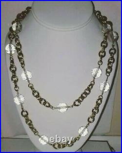 Authentic Vintage Chanel Clear Crystal Ball Heavy Gold Chain Sautoir Necklace