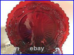 Avon 1876 Cape Cod Ruby Red Glass Goblets & Dessert Plates Vintage Christmas