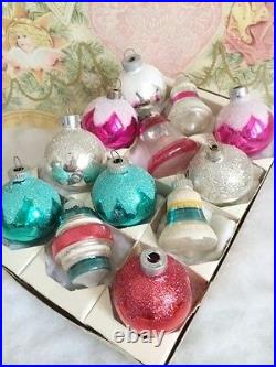 Beautiful Antique Vtg Shiny Brite Feather Tree Xmas Ornaments Bells Barrel Mica