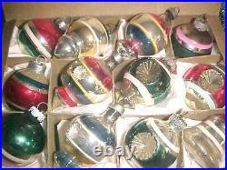 Beautiful Vtg Premier & Shiny Brite Double Indent Lanterns Glass Xmas Ornaments