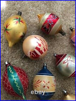 Box 12 Vintage Poland Glass Christmas Ornaments Mica Hand Painted Indents
