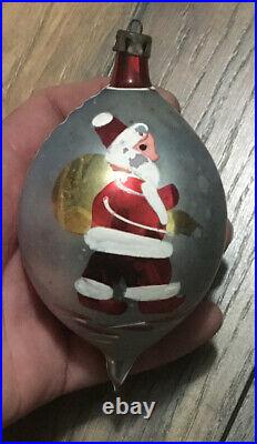 Box of 12 VTG Mercury Christmas Ornaments Poland Glass Teardrops Indents Balls