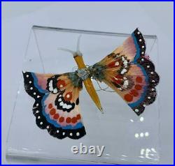 Butterfly Spun Glass Antique German Christmas Ornament Rare c1900 Lauscha