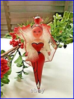 C. 1960s VTG De Carlini Christmas OrnamentRED DRESSED LADYNeiman Marcus-ITALY