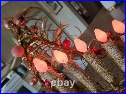 CHRISTMAS CANDLELABRA ALUMINUM, MERCURY GLASS BALLS ELECTRIC 1950s VTG