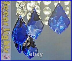 Chandelier Cut Glass Crystals Vintage Blue Leaf Drops Christmas Tree Decorations