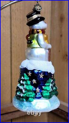 Christopher Radko 2000 SNOW BELL Retired Glass Christmas Ornament Snowman 7 in