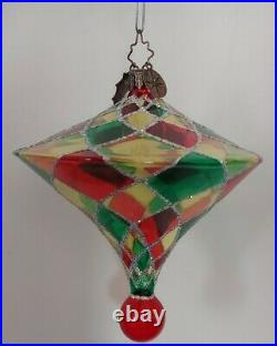Christopher Radko Glass Ornament BRIGHT HARLEQUIN, Red/Green/Gold
